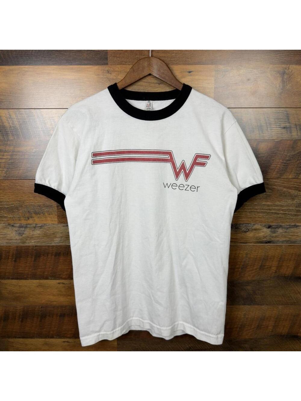 Vintage Weezer Ringer T-Shirt Medium White Black Band Tee